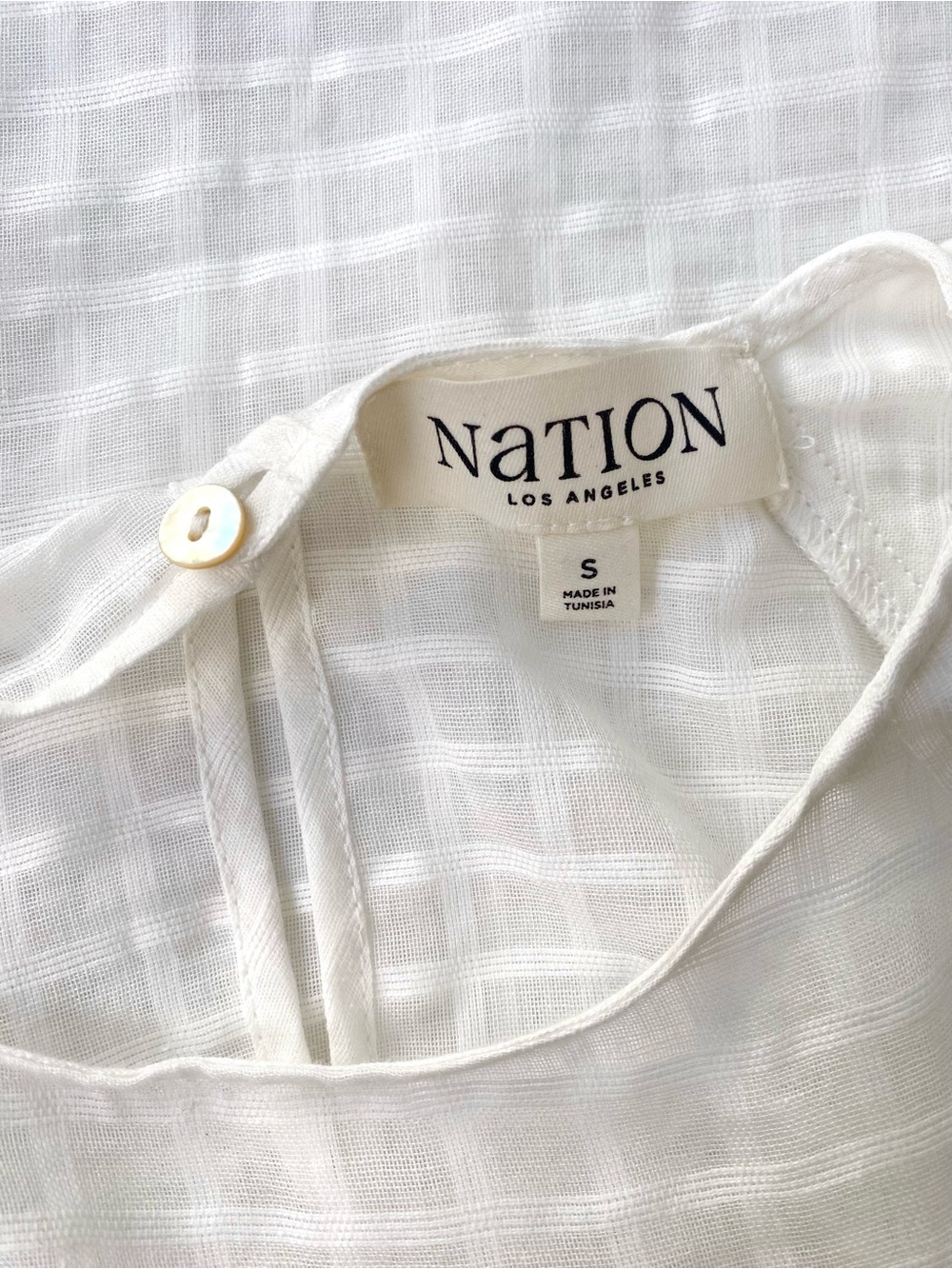 Nation LTD NWOT White Ruffle Sleeve Sheer Plaid Blouse, Size S - Picture 6 of 10